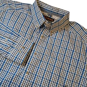 Ariat Pro Series Louis‎ Classic Fit Button Up Blue Striped Shirt Size XLarge
